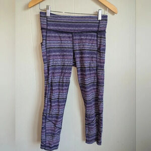Lululemon Pace Rival CropSpace Dye Twist Ultra Violet Multi Naval Blue‎ Size 6